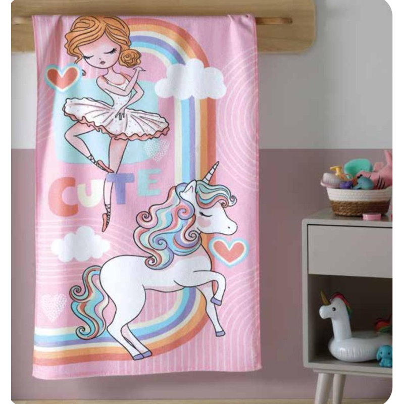 Toalha de Banho Bailarina Fantasia Infantil Felpudo Estampado Dohler