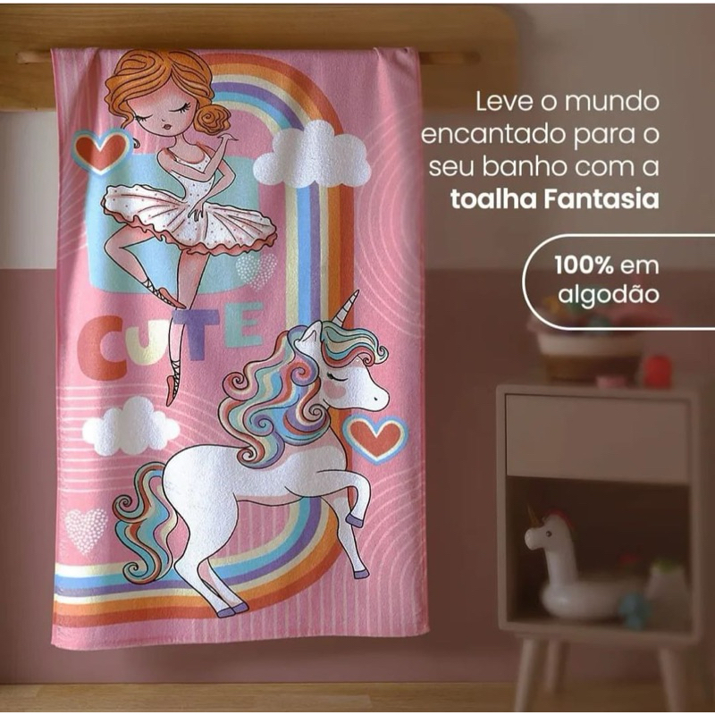 Toalha de Banho Bailarina Infantil Felpudo Estampado Dohler
