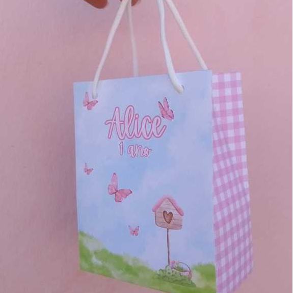 Sacolinha Surpresa Personalizada M Jardim Encantado das Borboletas