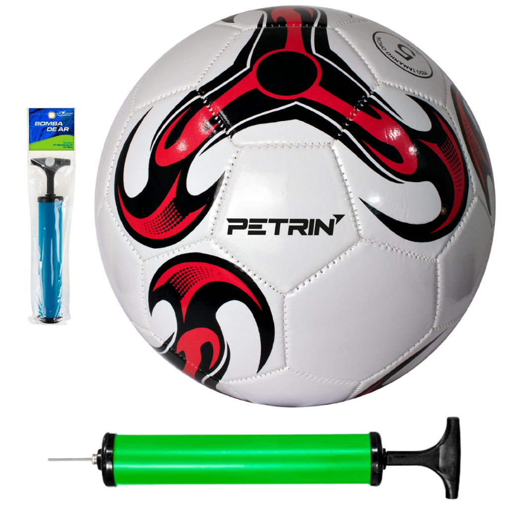 Bola De Futebol Campo N 5 + Bomba Para Encher Com Bico