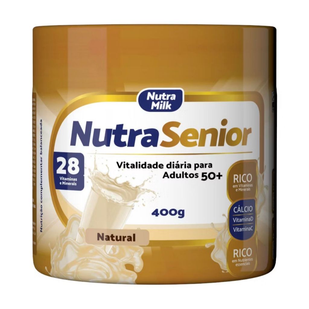 Nutra Senior Sabor Natural Adulto 50+ Complemento Alimentar 400g - 28 Vitaminas e Minerais