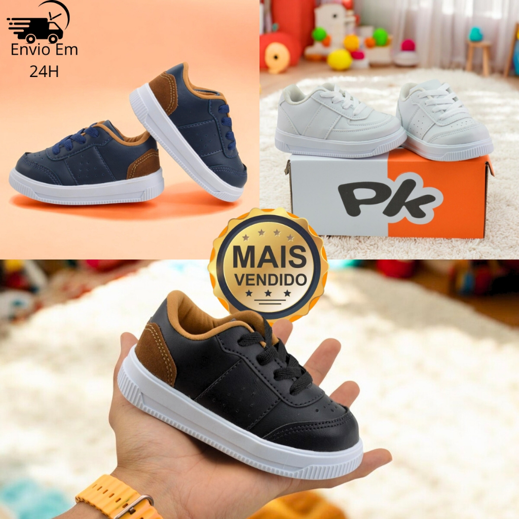Tênis Infantil Menino Baby Casual Escolar Confortável Oferta Frete Grátis ! em Oferta na Shopee