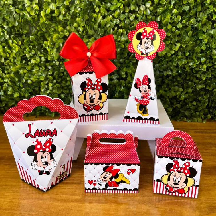 KIT FESTA PERSONALIZADA MINNIE - PEGUE E MONTE - Lembrancinha - Aniversário - Caixinhas Personalizada
