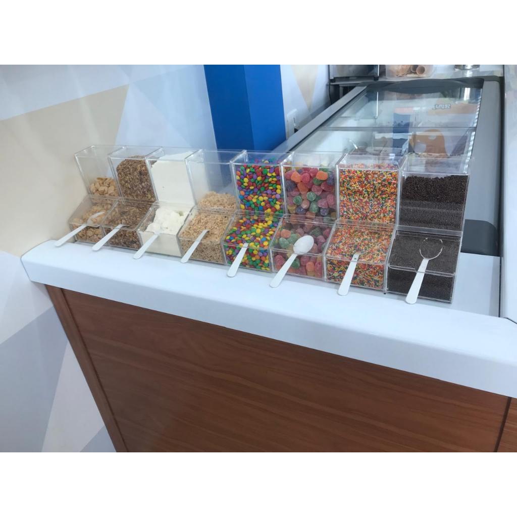 Pote em acrílico para açaí complementos self service c/6un..+ 1 plaquinha pix