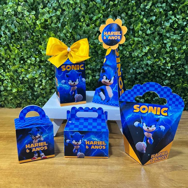 KIT FESTA PERSONALIZADA SONIC - PEGUE E MONTE - Lembrancinha - Aniversário - Caixinhas Personalizada em Oferta na Shopee