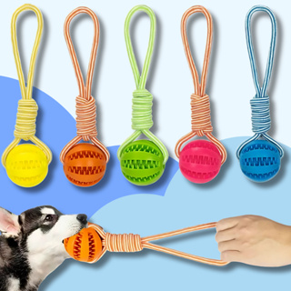 Brinquedo Bola com Ranhuras para Petisco e Corda – Enriquecimento Ambiental, Fácil de Limpar em Oferta na Shopee