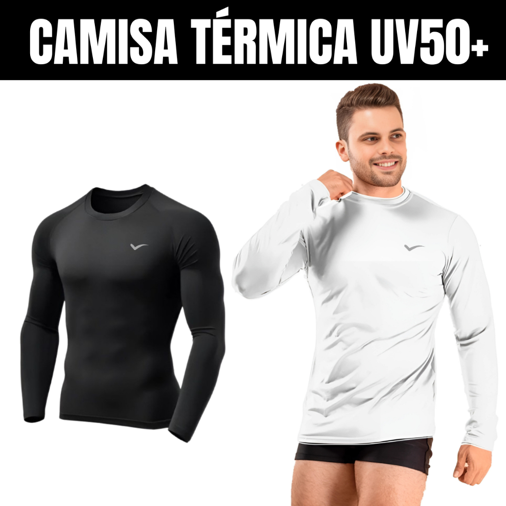KIT 2 CAMISAS TÉRMICAS UV50+ SEGUNDA PELE PROTEÇÃO SOLAR UV+50