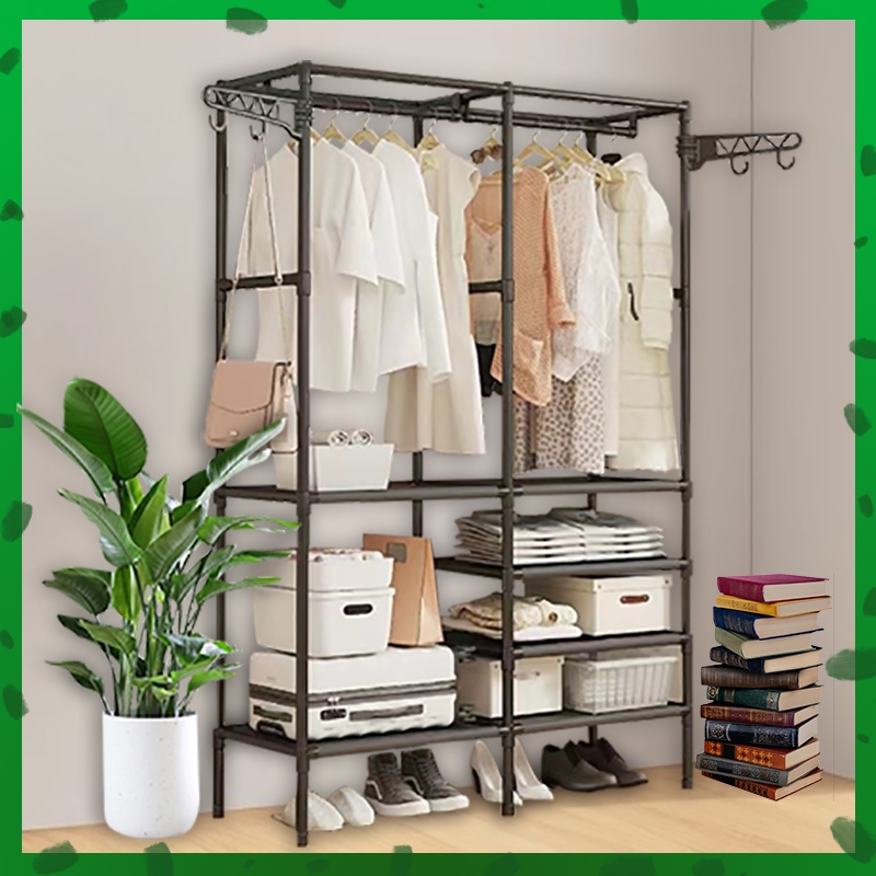 Stand Up Roupa Sapateira Guarda Roupa Portátil Triplo Arara 1/2/3/4 Fileiras de Roupeiros em Oferta na Shopee