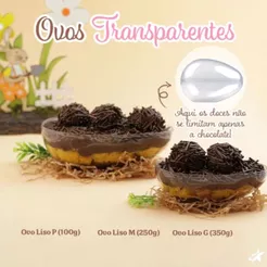 KIT CASCA DE OVO DE PÁSCOA ACRÍLICA C/ 4,8 ou 16 OVOS 100/250/350g BLUE STAR OFF (CHOCO)