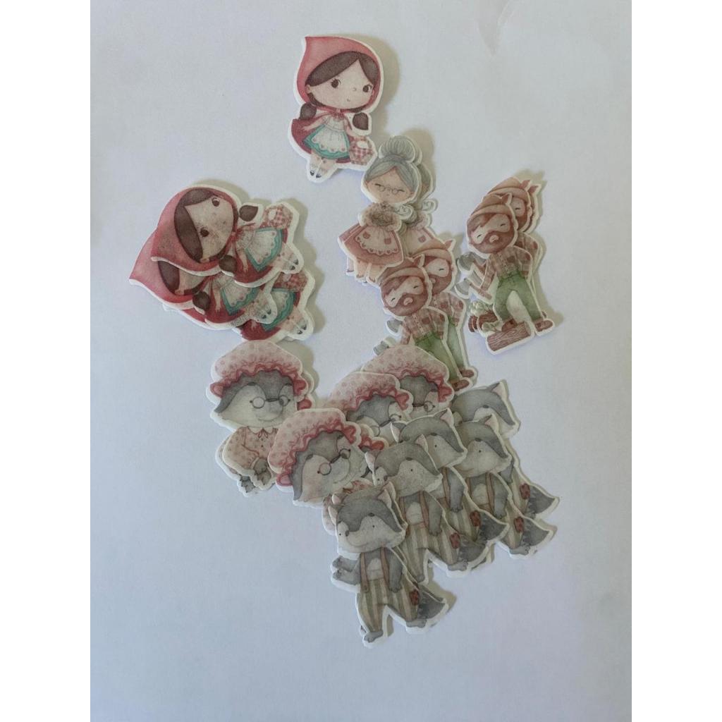 APLIQUE COMESTÍVEL EM PAPEL ARROZ CHAPEUZINHO VERMELHO AQUARELA  (CARTELA RECORTADA) em Oferta na Shopee