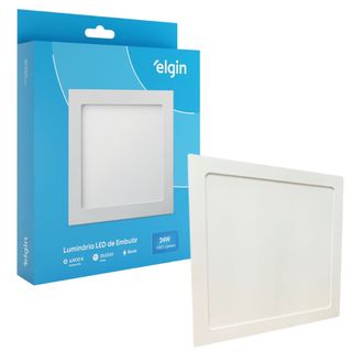 Luminaria Painel Plafon Embutir Bivolt Quadrado 24w Led Teto - ELGIN
