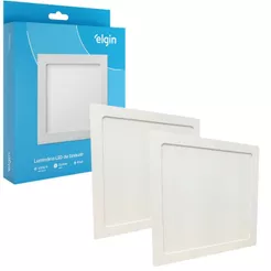 Kit 2 Luminaria Painel Plafon Embutir Bivolt Quadrado 24w Led Teto - ELGIN