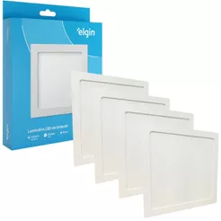 Kit 4 Luminaria Painel Plafon Embutir Bivolt Quadrado 24w Led Teto - ELGIN