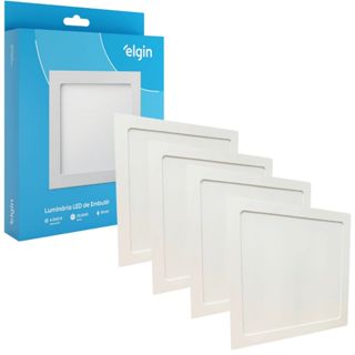 Kit 4 Luminaria Painel Plafon Embutir Bivolt Quadrado 24w Led Teto - ELGIN em Oferta na Shopee