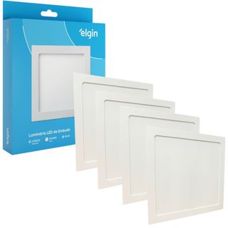 Kit 4 Luminaria Painel Plafon Embutir Bivolt Quadrado 24w Led Teto - ELGIN em Oferta na Shopee