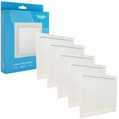 Kit 5 Luminaria Painel Plafon Embutir Bivolt Quadrado 24w Led Teto - ELGIN