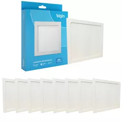 Kit 8 Luminaria Painel Plafon Embutir Bivolt Quadrado 24w Led Teto - ELGIN