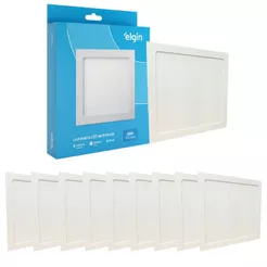 Kit 9 Luminaria Painel Plafon Embutir Bivolt Quadrado 24w Led Teto - ELGIN
