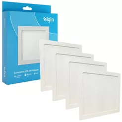 Kit 4 Luminária Painel Plafon Embutir Quadrado Led 18w Bivolt ELGIN