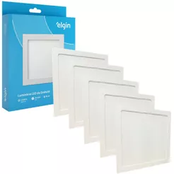 Kit 5 Painel Plafon Embutir Quadrado Led 18w Bivolt ELGIN