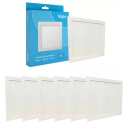 Kit 6 Luminária Painel Plafon Embutir Quadrado Led 18w Bivolt ELGIN