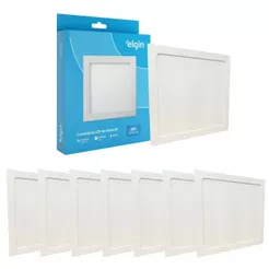 Kit 7 Luminária Painel Plafon Embutir Quadrado Led 18w Bivolt ELGIN