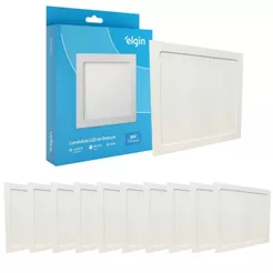 Kit 10 Painel Plafon Embutir Quadrado Led 18w Bivolt ELGIN