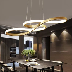 Lustre Moderno Dourado 75cm 3 Cores De Luz Pendente Varios Modelos Para Sala Sala de Estar 110V-220V