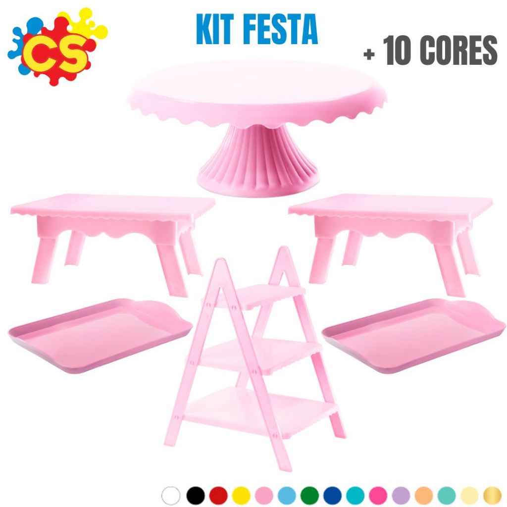 1 Boleira Cake Renda 22, 1 Escadinha, 2 Mesinha, 2 Band 20x13 em Oferta na Shopee