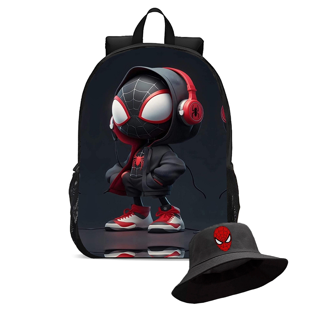 Kit Mochila escolar infantil juvenil + Chapéu boné bucket novidade moda crianças
