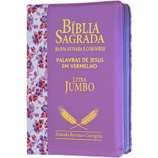 Bíblia Sagrada Letra Jumbo com Harpa Feminina Zíper Flores Índice Almeida Corrigida Feminina Florida Rosa em Oferta na Shopee