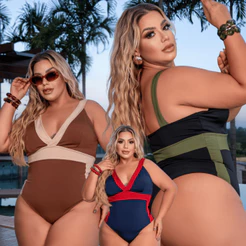 Body Maiô Plus Size Alta Sustentação Afina Silhueta Tecido Grosso Multiuso Bojo Removível