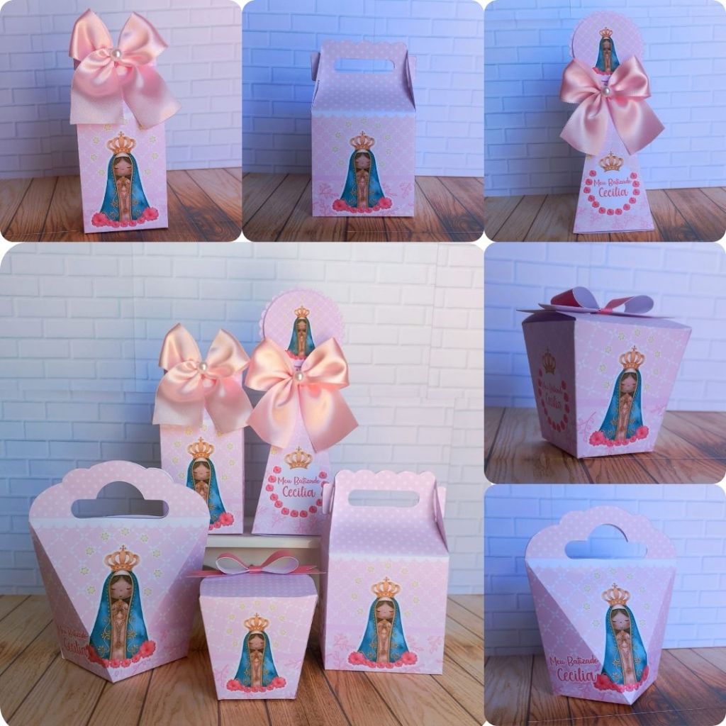 PEGUE E MONTE/MONTADO - Kit Festa Personalizados Nossa Senhora Aparecida Lembrancinhas Caixinhas para Festa