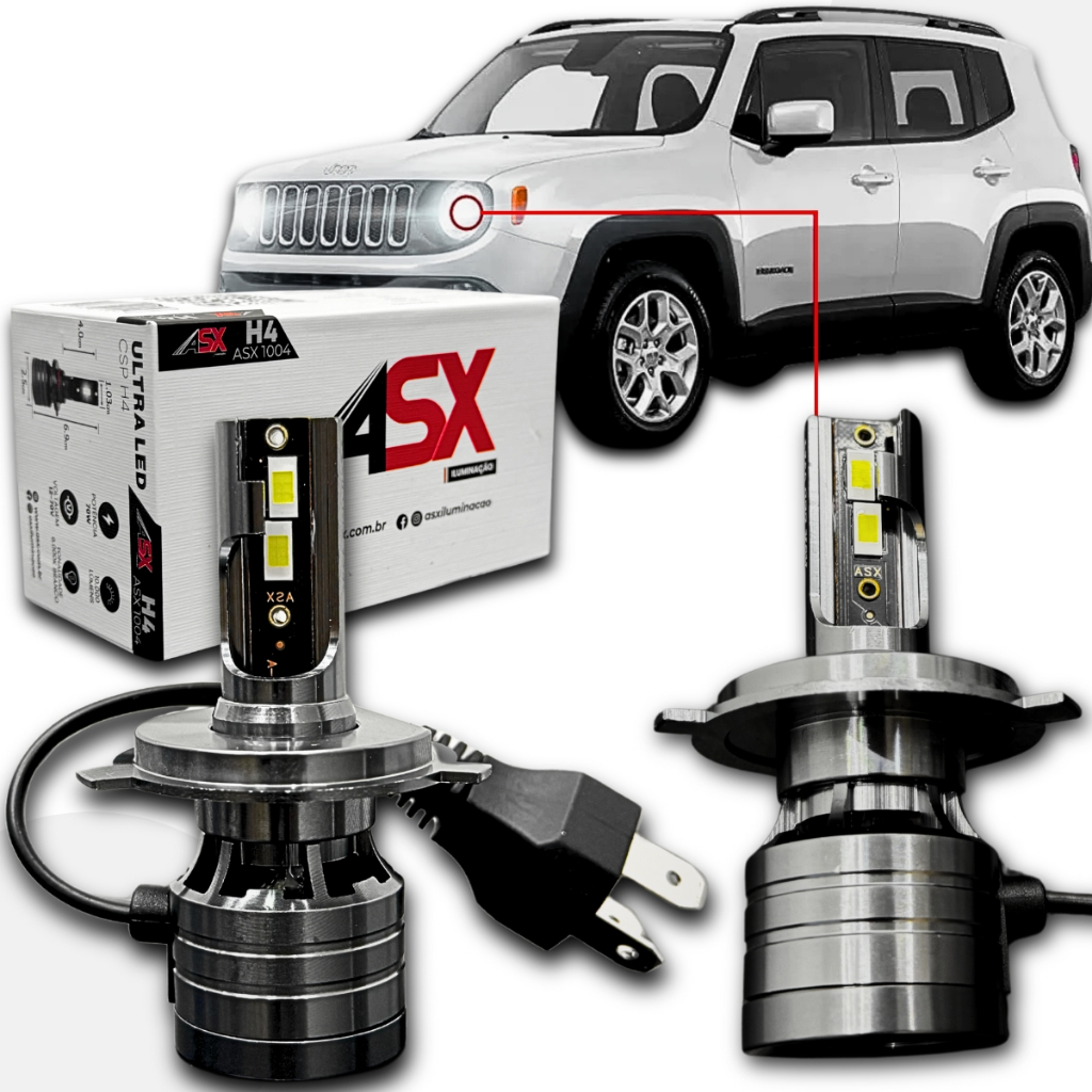 ULTRA LED HEAD LIGHT JEEP RENEGADE H4 CSP 10000 LUMENS 70W 6000K 12V - Spare Parts and Accessories for Vehicles