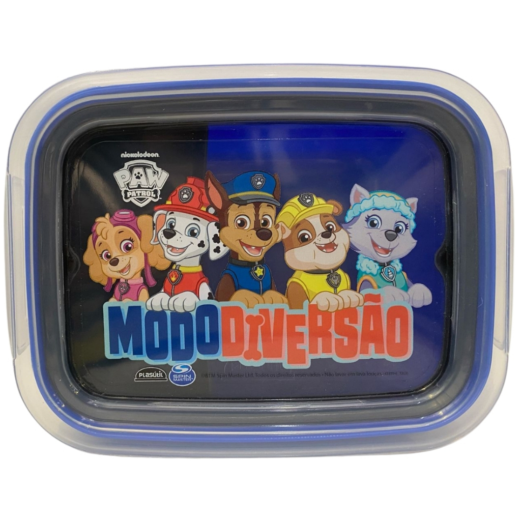 Marmita Hermética Lancheira 630ml Com Trava E Divisória Azul Patrulha Canina Plasútil em Oferta na Shopee