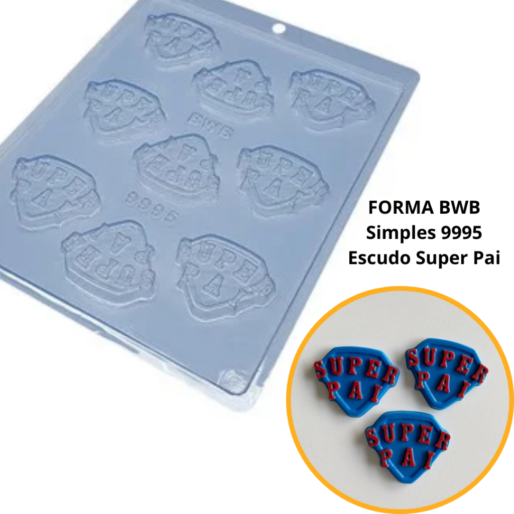 1~10 Forma Simples Cód. 9995 - Escudo Super Pai, Em Acetato BWB Para Bombom e Doces, Dia Dos Pais - Home & Living
