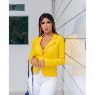 Blazer Feminino, Fashion, Alta Costura, 1 Botão Manga Longa Bengaline em Oferta na Shopee