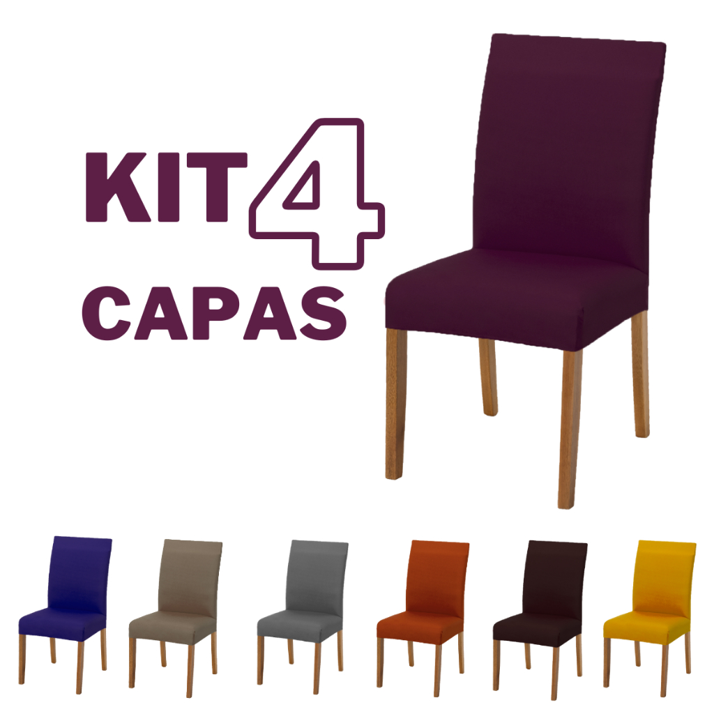 Kit 4 Capas De Cadeira Sala de Jantar Malha Gel com Elastico