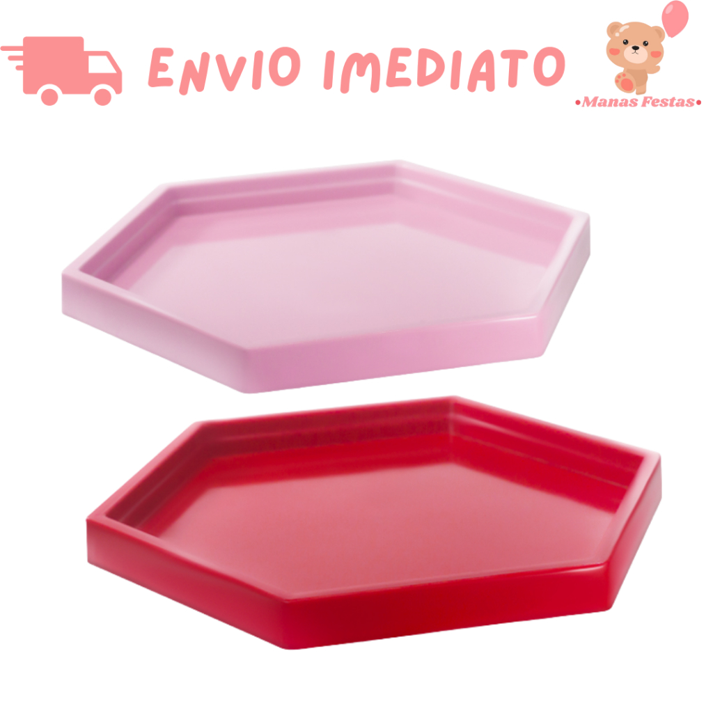 Bandeja Decorativa Sextavada para Suporte e Decoração de Doces e Festa + Variedade de Cores em Oferta na Shopee