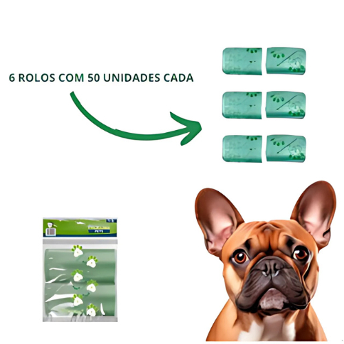 Refil Cata Cata 6 Rolos 300 Saquinhos Coletor Higiênico Pet