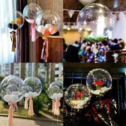 Balão Gigante Bubble Bexigão Decorado Coração Glitter 45cm Balão Grande Transparente Festa Surpresa