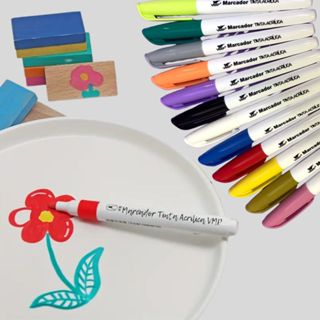 12 Marcador Tinta Acrílica Canetas Marcador Tecido Artesanato Desenho Vidro Tela Canetão Bobby Goods em Oferta na Shopee