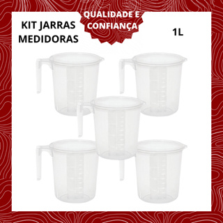 Kit Conjunto 24/20/15/10/5 Jarra Plastica Graduada Medidora 1 Litro Atacado em Oferta na Shopee