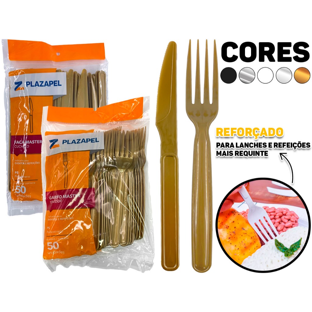 Kit Talheres Churrasco 50 Garfo Refeição Comida Descartável + 50 Facas Acrílico Festa Reforçado em Oferta na Shopee