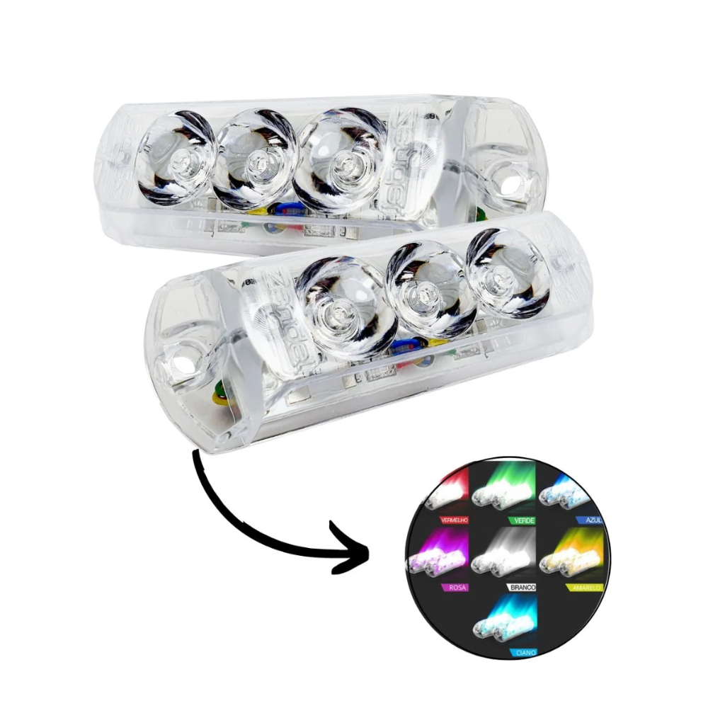 Par Farol Strobo Rgb Mp Led 7 Cores 3 Leds 1,5w Para Central Zendel ZD-F-R-MP - Spare Parts and Accessories for Vehicles