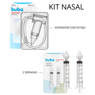 KIT Aspirador Nasal com Estojo + 2 Seringas com Ponta em Silicone BUBA em Oferta na Shopee