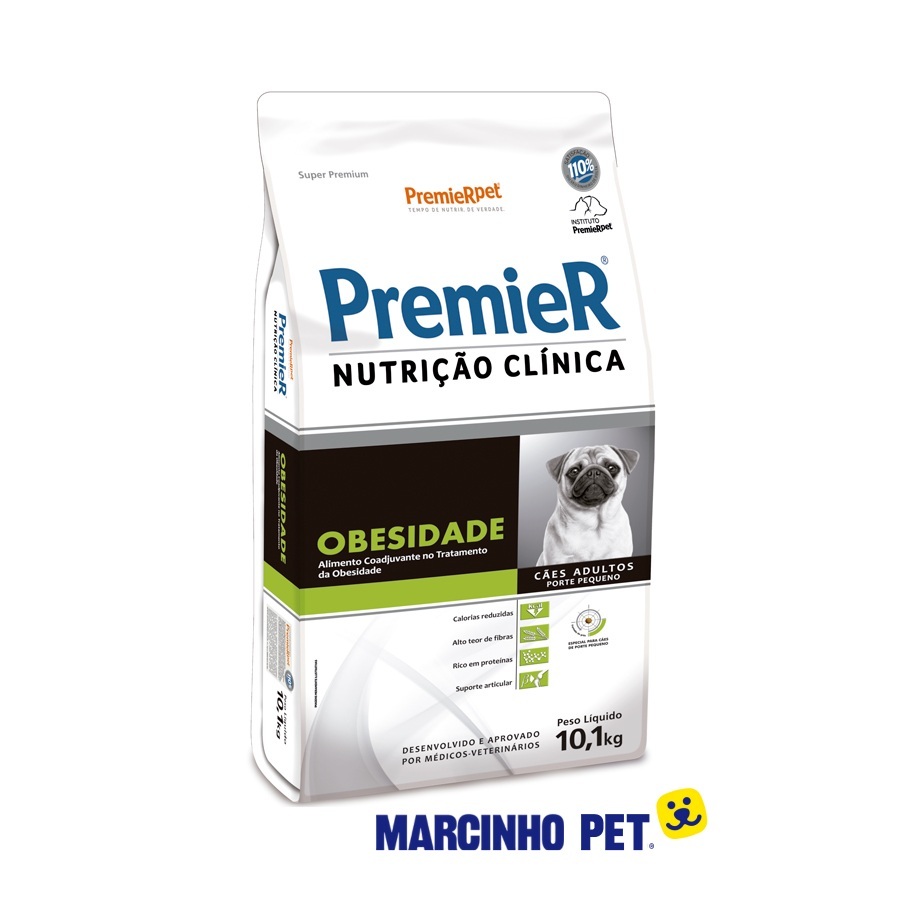 Ração Premier Nutrição Clínica Cães Obesidade Pequeno Porte 10,1kg Alimento Super Premium