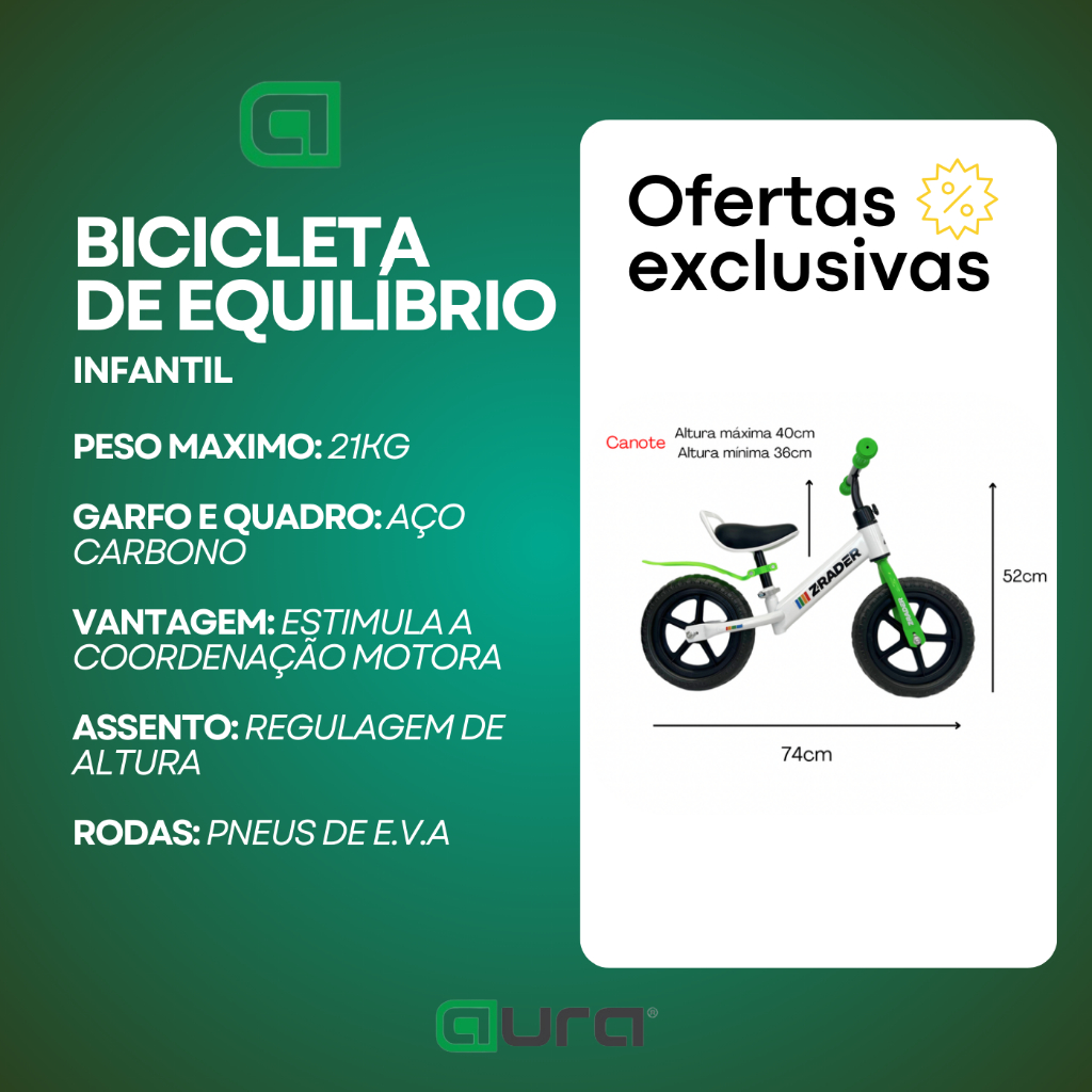 Detalhes do Bicicleta Equilíbrio Bike Sem Pedal Aro 12 Menino Criança