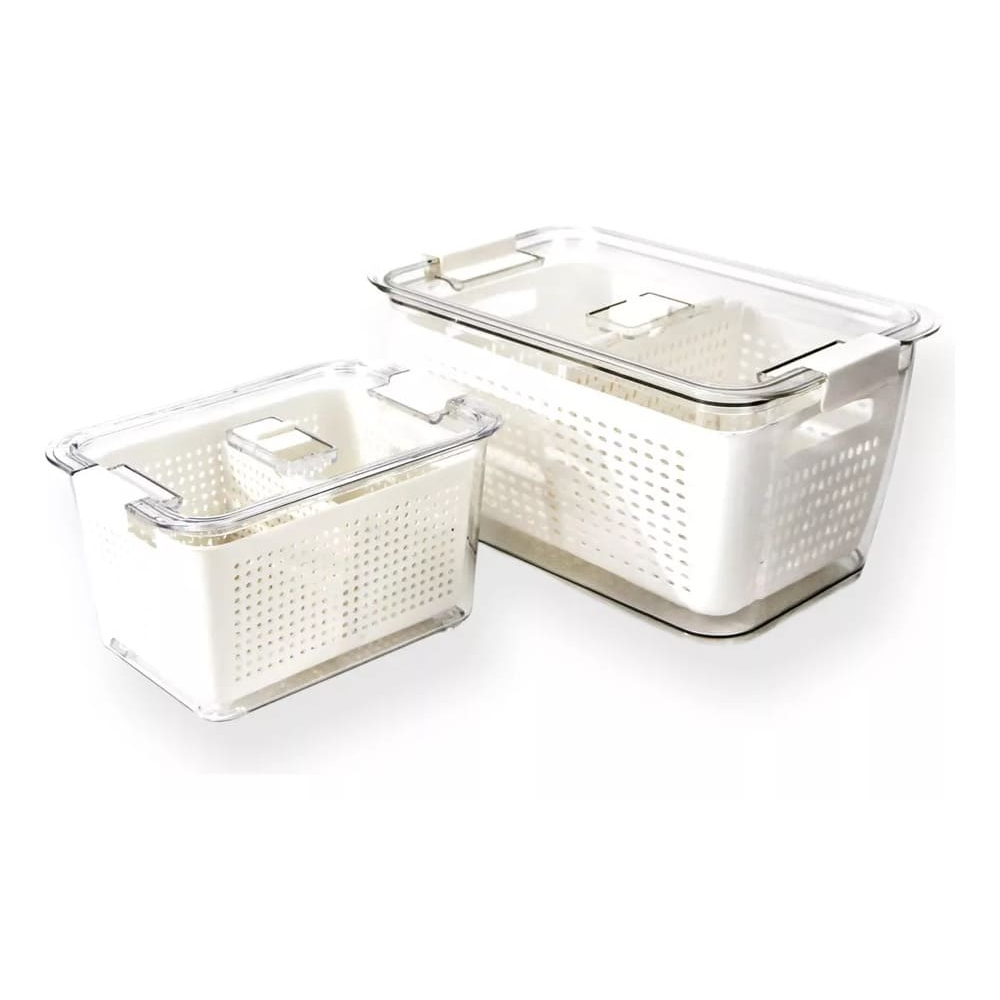 Organizador de Geladeira de acrílico multiuso 2und M G Vasilha Crisper com cesto duplo de ...