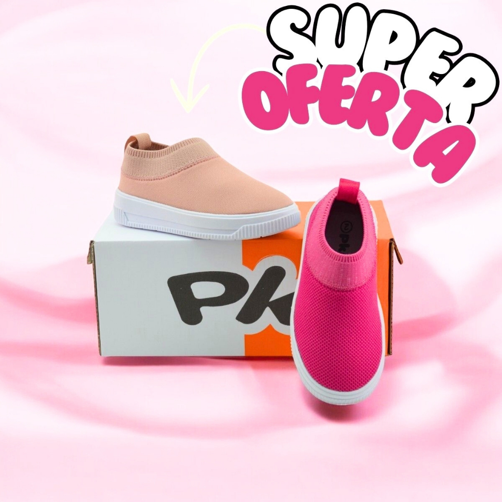 Tênis Infantil Baby Meia Feminino Leve e Macio! Calce Fácil Envio Imediato